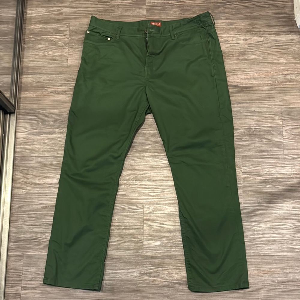 Forest Green Straight Leg Jeans with Flat Front Waistband
